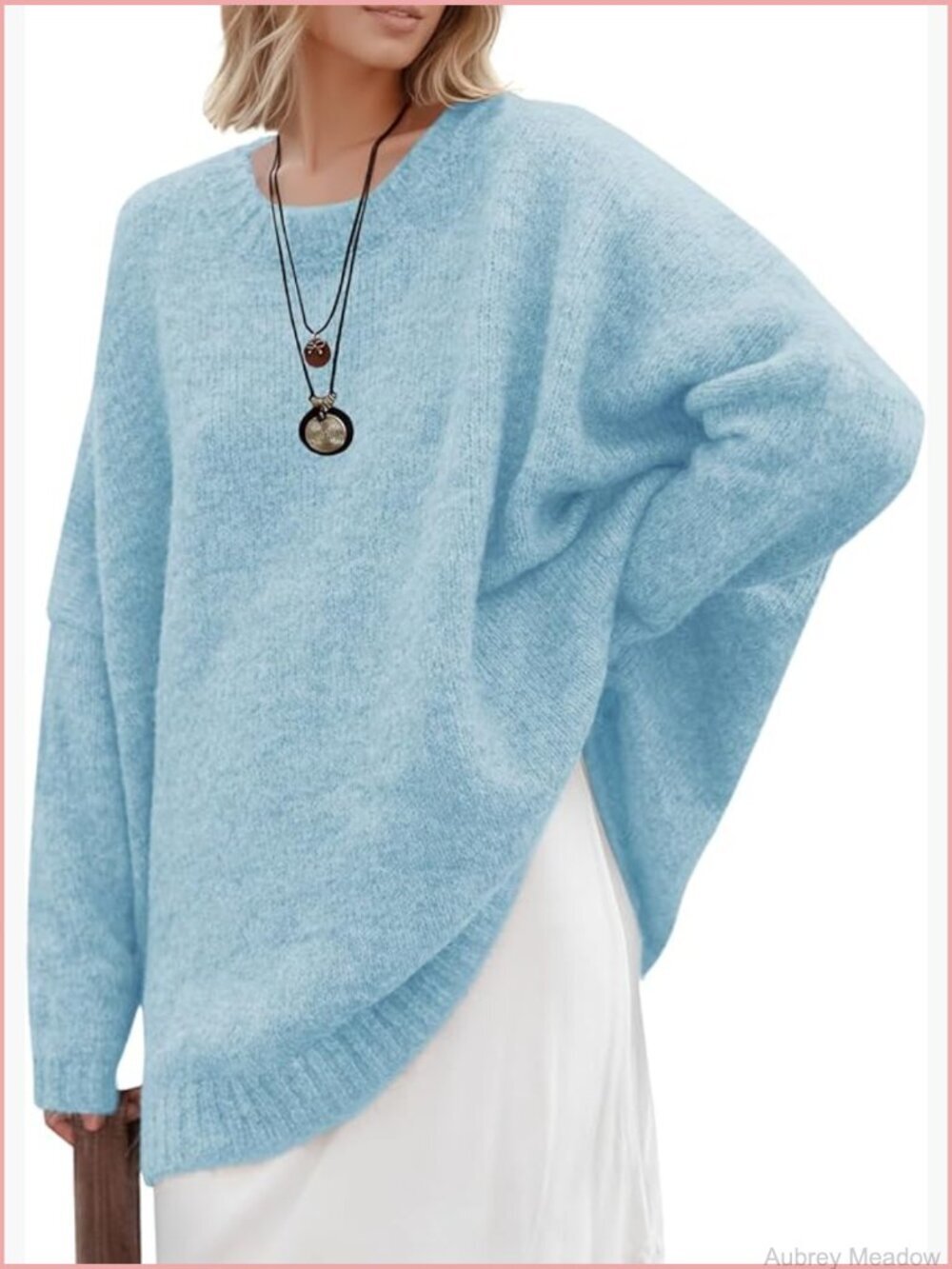 Oversized Chunky Knit Tunic Sweater Pullover Long Sleeve Crew Neck